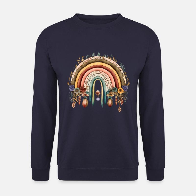 Boho Regenbogen mit Blumen - Unisex Pullover - Navy