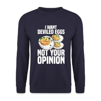 Oeufs farcis - Recette de Thanksgiving - Sweat-shirt Unisexe - marine - Devant - Alina (178cm) & Michal (187cm)
