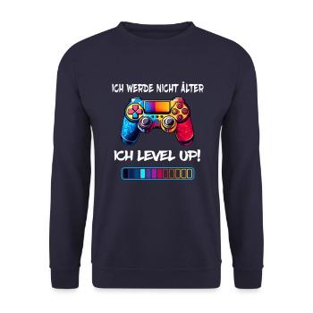 Gaming Zocken Konsole Level Up Geburtstag Gamer - Unisex Pullover - Navy - Vorne - Alina (178cm) & Michal (187cm)