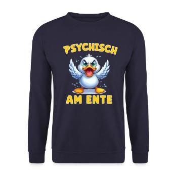Psychisch am Ente - Ente am Limit - Unisex Pullover - Navy - Vorne - Alina (178cm) & Michal (187cm)