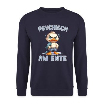 Psychisch am Ente - Ente hat fertig! - Unisex Pullover - Navy - Vorne - Alina (178cm) & Michal (187cm)