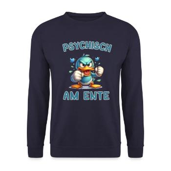 Psychisch am Ente - Psychisch am Ente - Unisex Pullover - Navy - Vorne - Alina (178cm) & Michal (187cm)