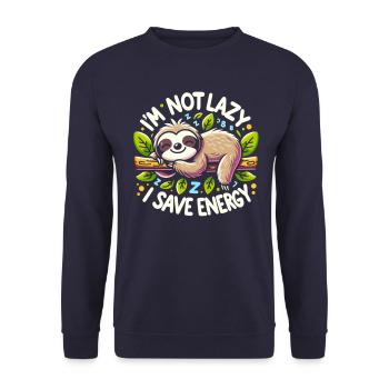 Je ne suis pas paresseux – j’économise de l’énergie paresseux en disant - Sweat-shirt Unisexe - marine - Devant - Alina (178cm) & Michal (187cm)