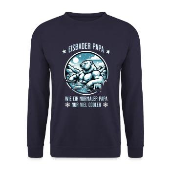 Der Eisbär Eisbader – Kältetherapie im Eisbad - Unisex Pullover - Navy - Vorne - Alina (178cm) & Michal (187cm)