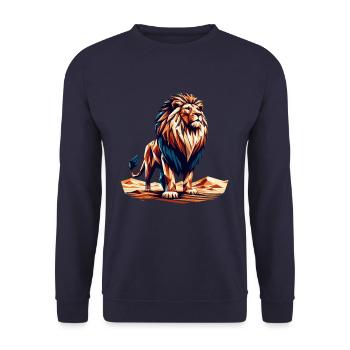 Polygone Lion Design Puissant Oeuvre d’Animal - Sweat-shirt Unisexe - marine - Devant - Alina (178cm) & Michal (187cm)