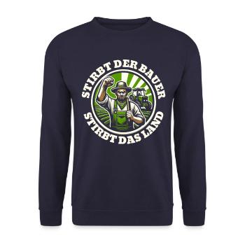 Bauern Protest Sticker - Stirbt der Bauer - Unisex Pullover - Navy - Vorne - Alina (178cm) & Michal (187cm)