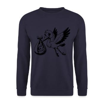 Stork brings baby newborn arrival - Unisex Sweatshirt - navy - Front - Alina (178cm) & Michal (187cm)