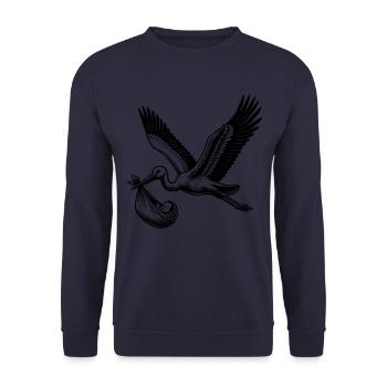 Stork Carrying Baby Illustration – A Classic - Unisex Sweatshirt - navy - Front - Alina (178cm) & Michal (187cm)