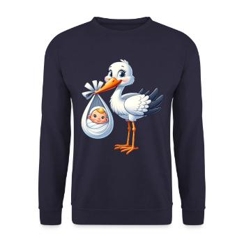 Stork brings baby happy welcome - Unisex Sweatshirt - navy - Front - Alina (178cm) & Michal (187cm)