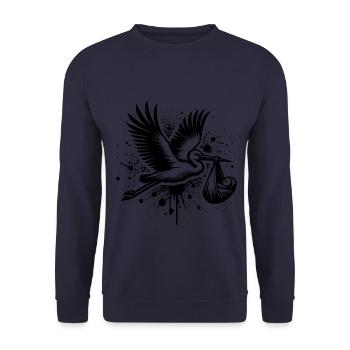 Cigogne avec dessin de bébé - Sweat-shirt Unisexe - marine - Devant - Alina (178cm) & Michal (187cm)