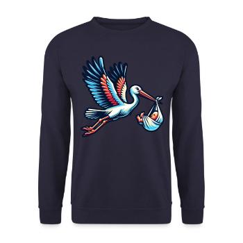 Cigogne portant bébé Artwork - Sweat-shirt Unisexe - marine - Devant - Alina (178cm) & Michal (187cm)