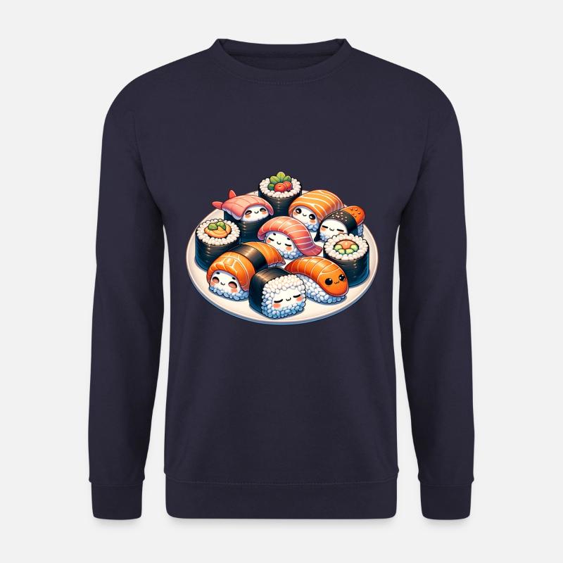 Süßes Sushi Kawaii Cartoon Design - Unisex Pullover - Navy