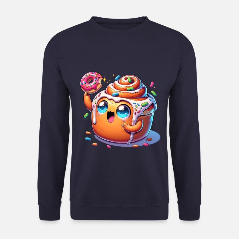 Cheerful cinnamon roll with donut - Unisex Sweatshirt - navy