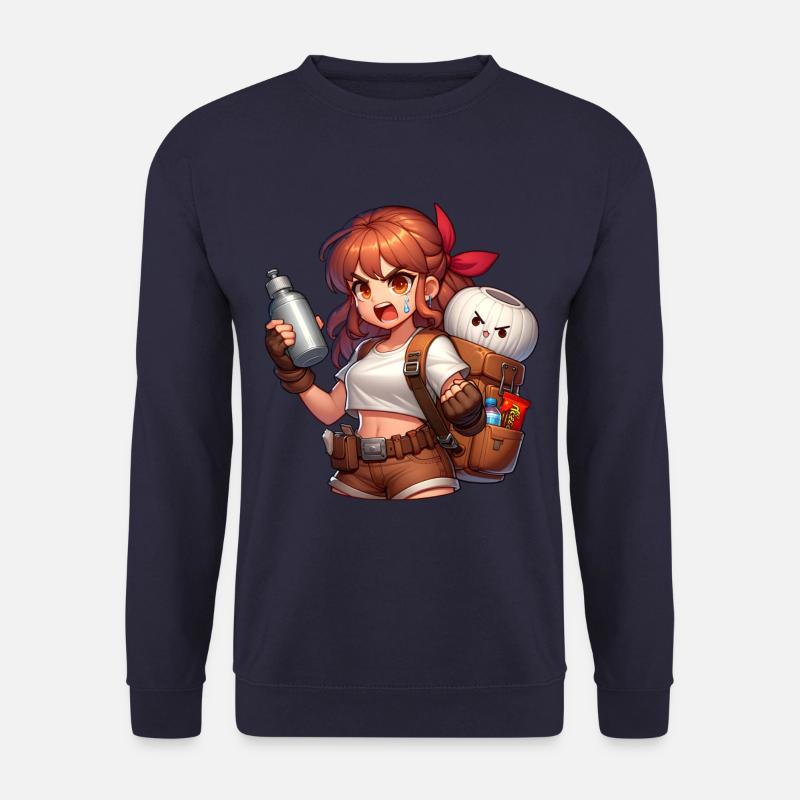 Abenteuerlustige Anime Heldin Mit Rucksack - Unisex Pullover - Navy