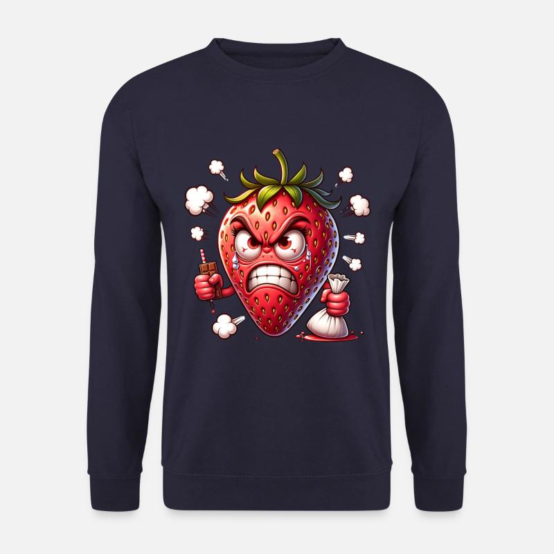 Wütende Erdbeere Mit Schokolade Und Zuckertüte - Unisex Pullover - Navy