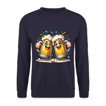 Cheerful beer mugs with foam - Unisex Sweatshirt - navy - Front - Alina (178cm) & Michal (187cm)