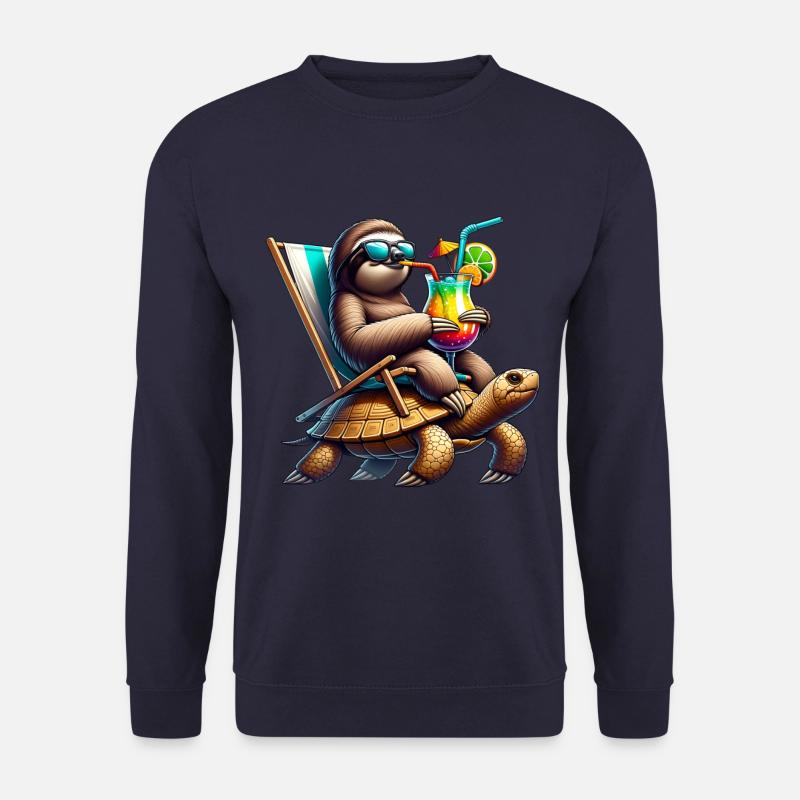 Relaxed Sloth Turtle Cocktail - Unisex Sweatshirt - navy