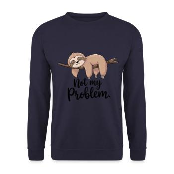 Lazy sloth saying not my problem - Unisex Sweatshirt - navy - Front - Alina (178cm) & Michal (187cm)