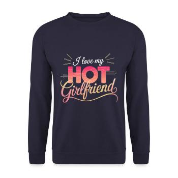 Ich Liebe Meine Heiße Freundin - Unisex Pullover - Navy - Vorne - Alina (178cm) & Michal (187cm)