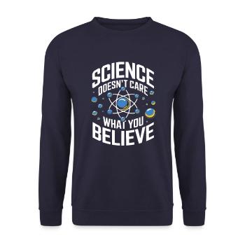 Forschung will Fakten und keinen Glauben - Unisex Pullover - Navy - Vorne - Alina (178cm) & Michal (187cm)