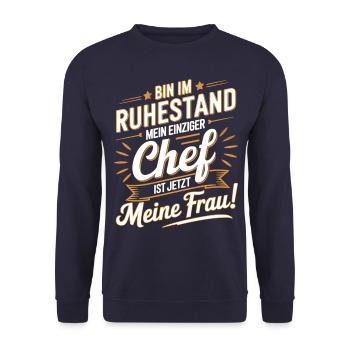 Je suis à la retraite, mon seul patron est maintenant - Sweat-shirt Unisexe - marine - Devant - Alina (178cm) & Michal (187cm)