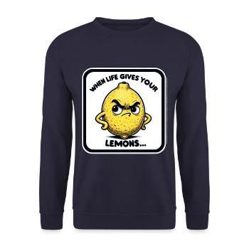 Wenn Das Leben Dir Zitronen Gibt... - Unisex Pullover - Navy - Vorne - Alina (178cm) & Michal (187cm)