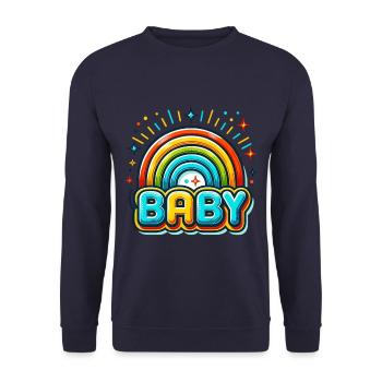Colorful rainbow baby design for joy - Unisex Sweatshirt - navy - Front - Alina (178cm) & Michal (187cm)