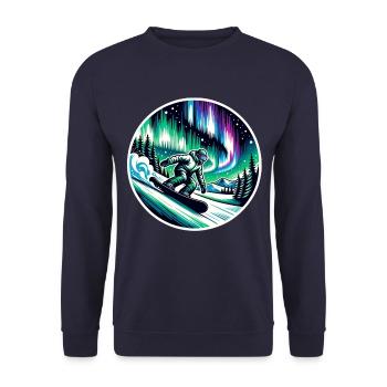 Snowboarden Unter Polarlichtern - Unisex Pullover - Navy - Vorne - Alina (178cm) & Michal (187cm)