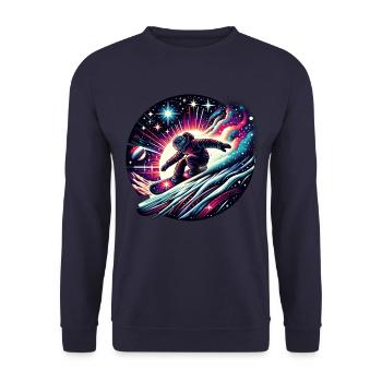 Space Snowboard Adventure - Unisex Sweatshirt - navy - Front - Alina (178cm) & Michal (187cm)