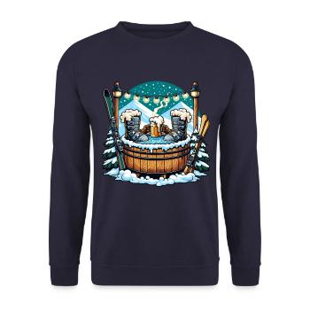 Cosy ski hut Après-ski scene - Unisex Sweatshirt - navy - Front - Alina (178cm) & Michal (187cm)