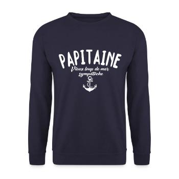 Papitaine vieux loup de mer sympatoche - Sweat-shirt Unisexe - marine - Devant - Alina (178cm) & Michal (187cm)