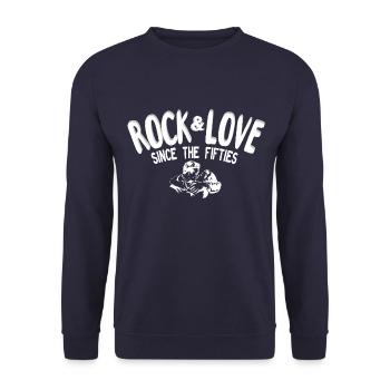 Rock Love seit den fünfziger Jahren - Unisex Pullover - Navy - Vorne - Alina (178cm) & Michal (187cm)