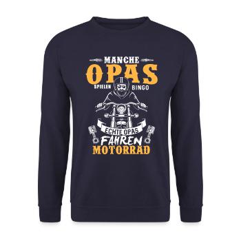 Some Grandpas Play Bingo Real Riding Motorcycle - Unisex Sweatshirt - navy - Front - Alina (178cm) & Michal (187cm)