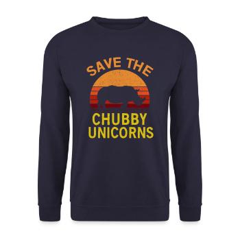 Save The Chubby Unicorn - Unisex Sweatshirt - navy - Front - Alina (178cm) & Michal (187cm)