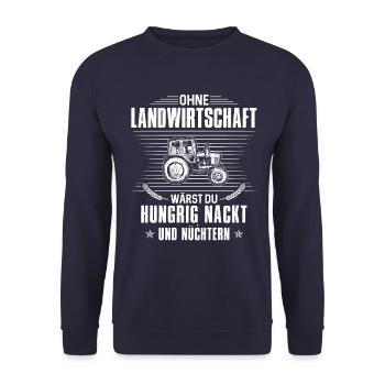 Sans l'agriculture, vous seriez affamé et nu - Sweat-shirt Unisexe - marine - Devant - Alina (178cm) & Michal (187cm)