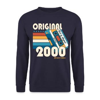 Born 2000 22nd Birthday Gift August Fun - Unisex Sweatshirt - navy - Front - Alina (178cm) & Michal (187cm)