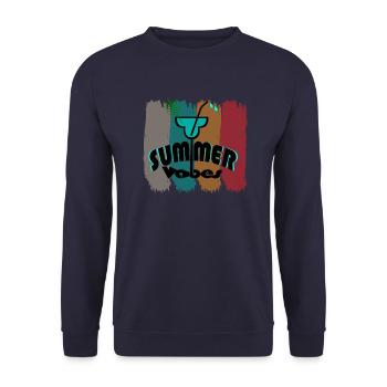 schönes Summer vibes T-Shirt für den Sommer - Unisex Pullover - Navy - Vorne - Alina (178cm) & Michal (187cm)