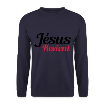 Jesus comes back - Unisex Sweatshirt - navy - Front - Alina (178cm) & Michal (187cm)