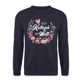 Beste Kollegin der Welt tolle Kollegen Blumen Herz - Unisex Pullover - Navy - Vorne - Alina (178cm) & Michal (187cm)