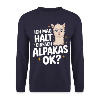 Alpaca llama alpacas animal - Unisex Sweatshirt - navy - Front - Alina (178cm) & Michal (187cm)
