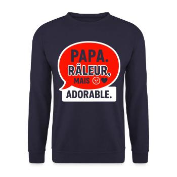 Papa râleur adorable Cadeau fête des pères Noël - Sweat-shirt Unisexe - marine - Devant - Alina (178cm) & Michal (187cm)