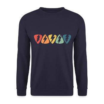 Bassist Guitar Plectrum Rock Flashes for Musicians - Unisex Sweatshirt - navy - Front - Alina (178cm) & Michal (187cm)