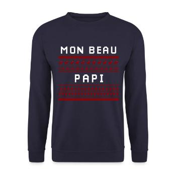 Mon beau papi - Sweat-shirt Unisexe - marine - Devant - Alina (178cm) & Michal (187cm)
