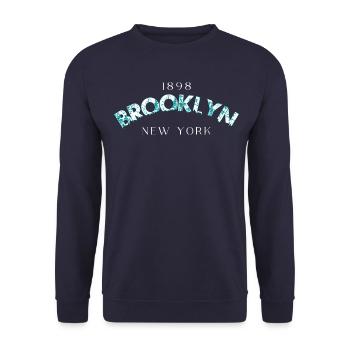 Brooklyn New York - Unisex Pullover - Navy - Vorne - Alina (178cm) & Michal (187cm)