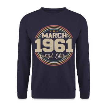 Awesome Since March 1961 Birthday 1961 Gift - Unisex Sweatshirt - navy - Front - Alina (178cm) & Michal (187cm)