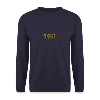 100. 100 JAHRE. 100-JÄHRIGES JUBILÄUM. 100. GEBURTSTAG - Unisex Pullover - Navy - Vorne - Alina (178cm) & Michal (187cm)