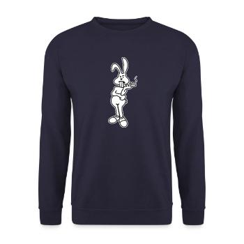 Osterhase verweigert Eier - Eier-Knappheit? - Unisex Pullover - Navy - Vorne - Alina (178cm) & Michal (187cm)