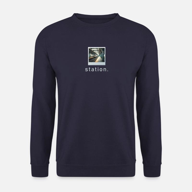 Bahnhof Vibe Retro Foto - Unisex Pullover - Navy
