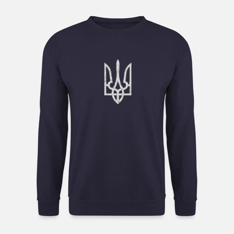 Ukraine Wappen Gerfalke Trident Dreizack erodiert - Unisex Pullover - Navy