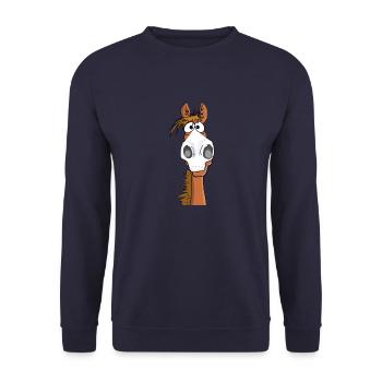 Un cheval fou a l’air surpris - Sweat-shirt Unisexe - marine - Devant - Alina (178cm) & Michal (187cm)